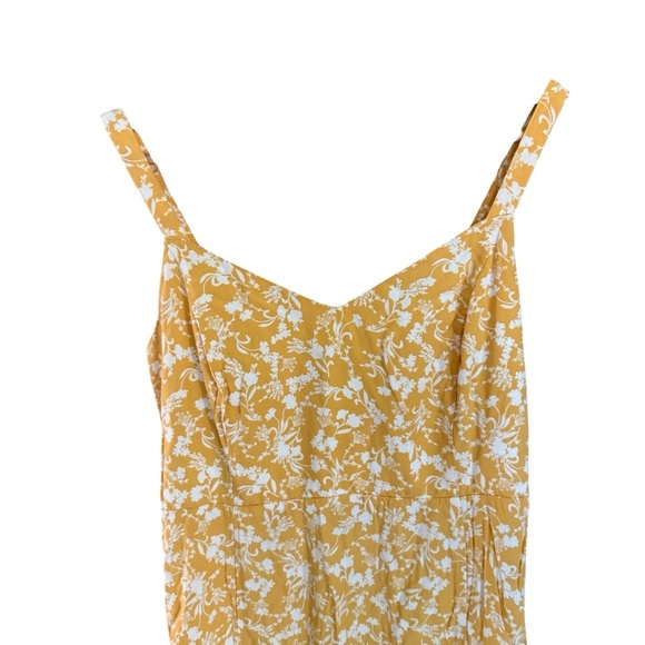 Old Navy Women L Yellow Floral Maxi Slip Cottage Core Boho Romantic Slit Dress - Picture 6 of 13